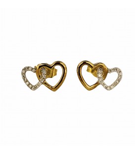 9 kts bicolor gold earrings with diamonds