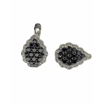 14 kts white gold earrings with black and white diamonds