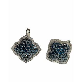 14 kts white gold earrings with blue and white diamonds