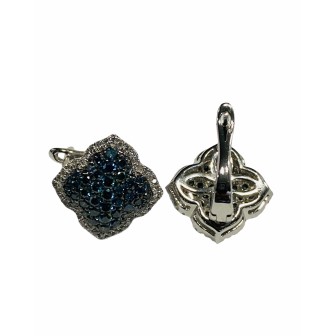 14 kts white gold earrings with blue and white diamonds