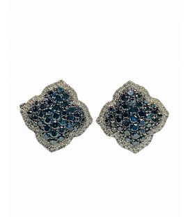 14 kts white gold earrings with blue and white diamonds