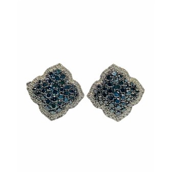 14 kts white gold earrings with blue and white diamonds