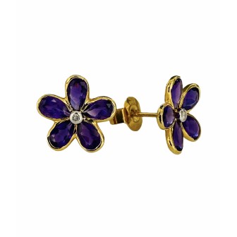 PENDIENTES DE AMATISTA Y DIAMANTES