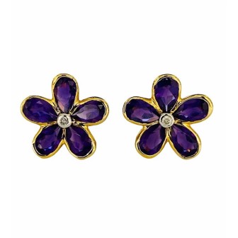 PENDIENTES DE AMATISTA Y DIAMANTES