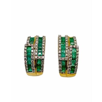 PENDIENTE DE ESMERALDA Y DIAMANTE