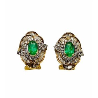 PENDIENTE DE ESMERALDA Y DIAMANTE