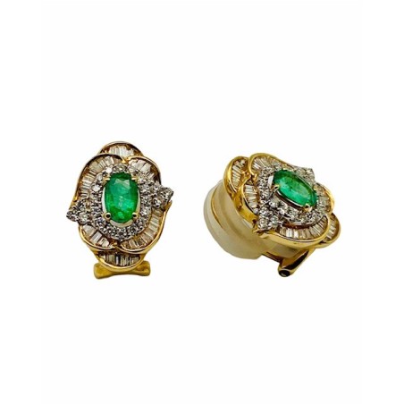 PENDIENTE DE ESMERALDA Y DIAMANTE