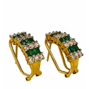 PENDIENTE DE ESMERALDA Y DIAMANTE