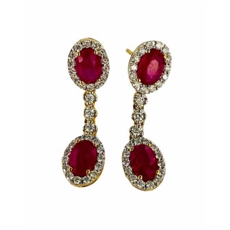 PENDIENTES DE RUBIES Y DIAMANTES