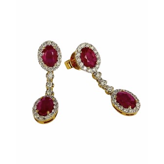 PENDIENTES DE RUBIES Y DIAMANTES