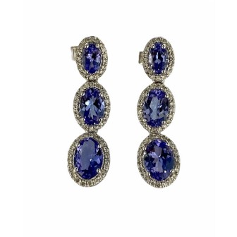 PENDIENTES DE TANZANITA Y DIAMANTE