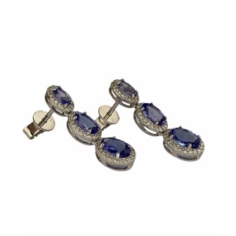 PENDIENTES DE TANZANITA Y DIAMANTE