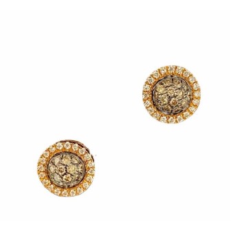 PENDIENTES CON DIAMANTES MARRON Y BLANCOS