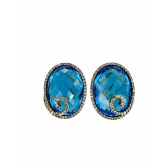 PENDIENTES DE TOPACIO AZUL Y DIAMANTES