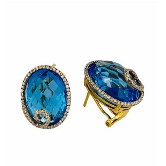 PENDIENTES DE TOPACIO AZUL Y DIAMANTES