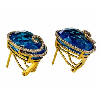 PENDIENTES DE TOPACIO AZUL Y DIAMANTES