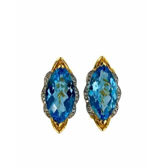 PENDIENTES DE TOPACIO AZUL Y DIAMANTES