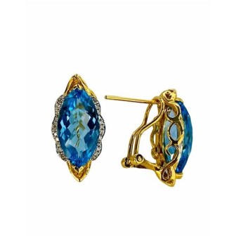 PENDIENTES DE TOPACIO AZUL Y DIAMANTES