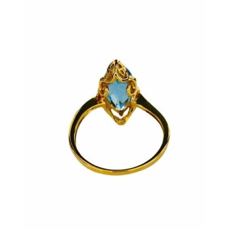 SORTIJA DE TOPACIO AZUL Y DIAMANTES MONTADO EN ORO AMARILLO 18CTS