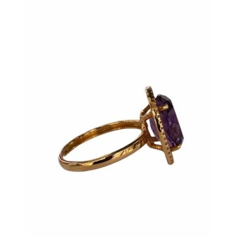SORTIJA AMATISTA Y DIAMANTES MONTADO EN ORO ROSA 18CTS