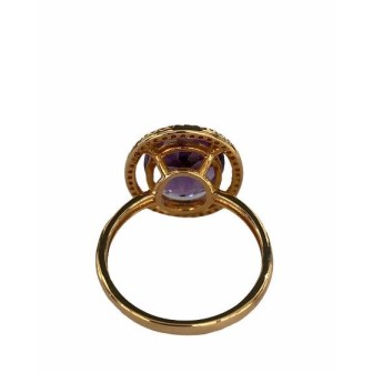 SORTIJA AMATISTA Y DIAMANTES MONTADO EN ORO ROSA 18CTS