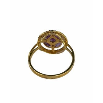 SORTIJA AMATISTA Y DIAMANTES MONTADO EN ORO AMARILLO 18CTS