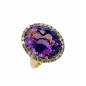 SORTIJA AMATISTA Y DIAMANTES MONTADO EN ORO AMARILLO 18CTS