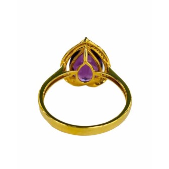 SORTIJA AMATISTA Y DIAMANTES MONTADO EN ORO AMARILLO 18CTS