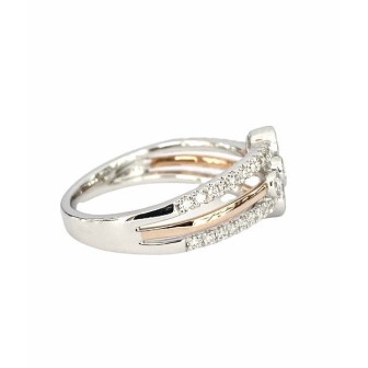 SORTIJA DE ORO BLANCO Y ROSA CON DIAMANTES