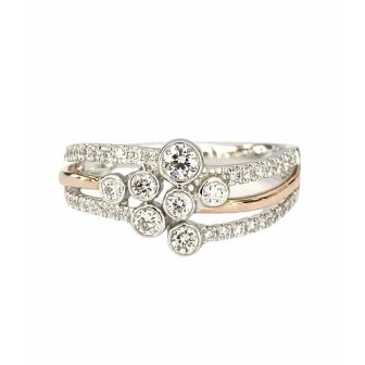 SORTIJA DE ORO BLANCO Y ROSA CON DIAMANTES