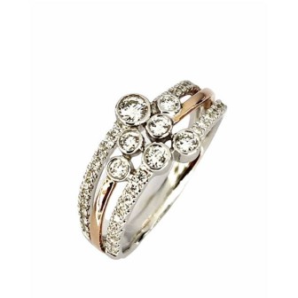 SORTIJA DE ORO BLANCO Y ROSA CON DIAMANTES